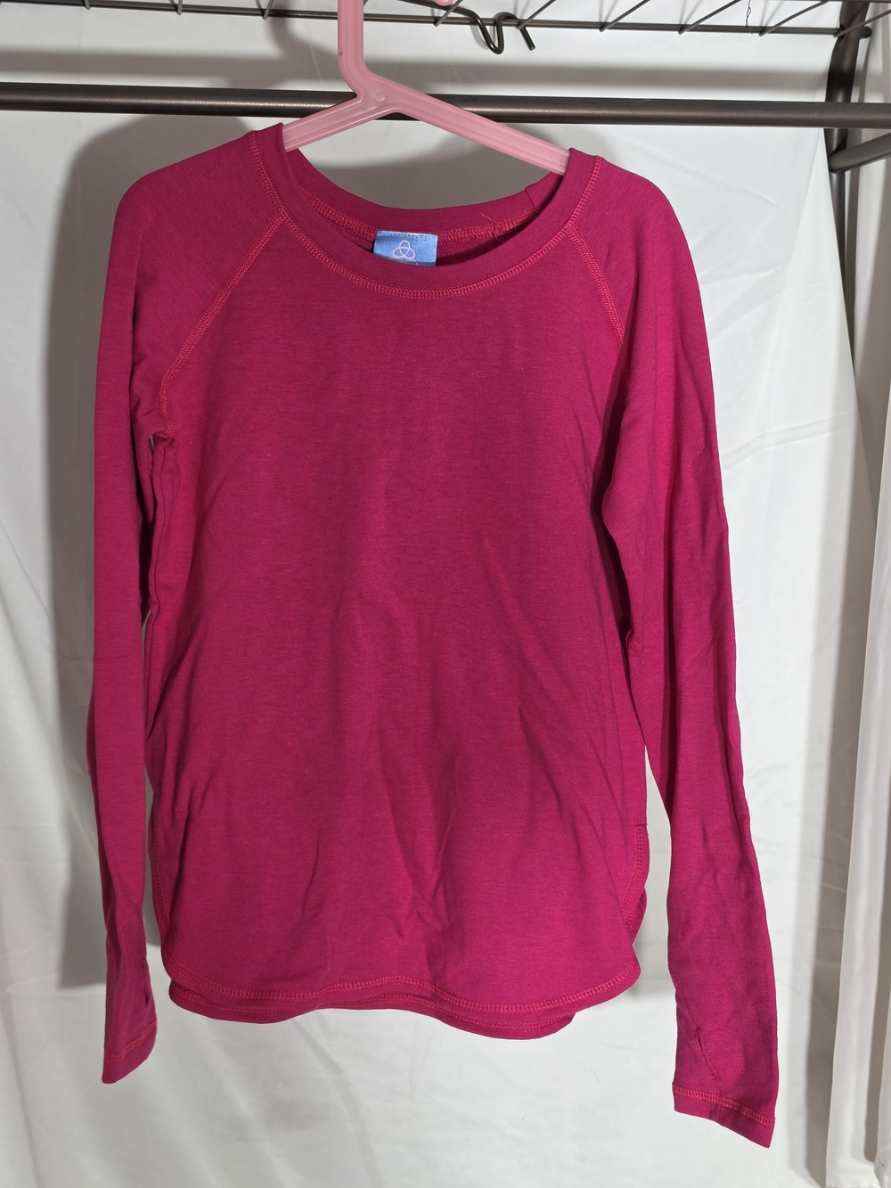 Girls' Magenta Long-Sleeve Crew Tee